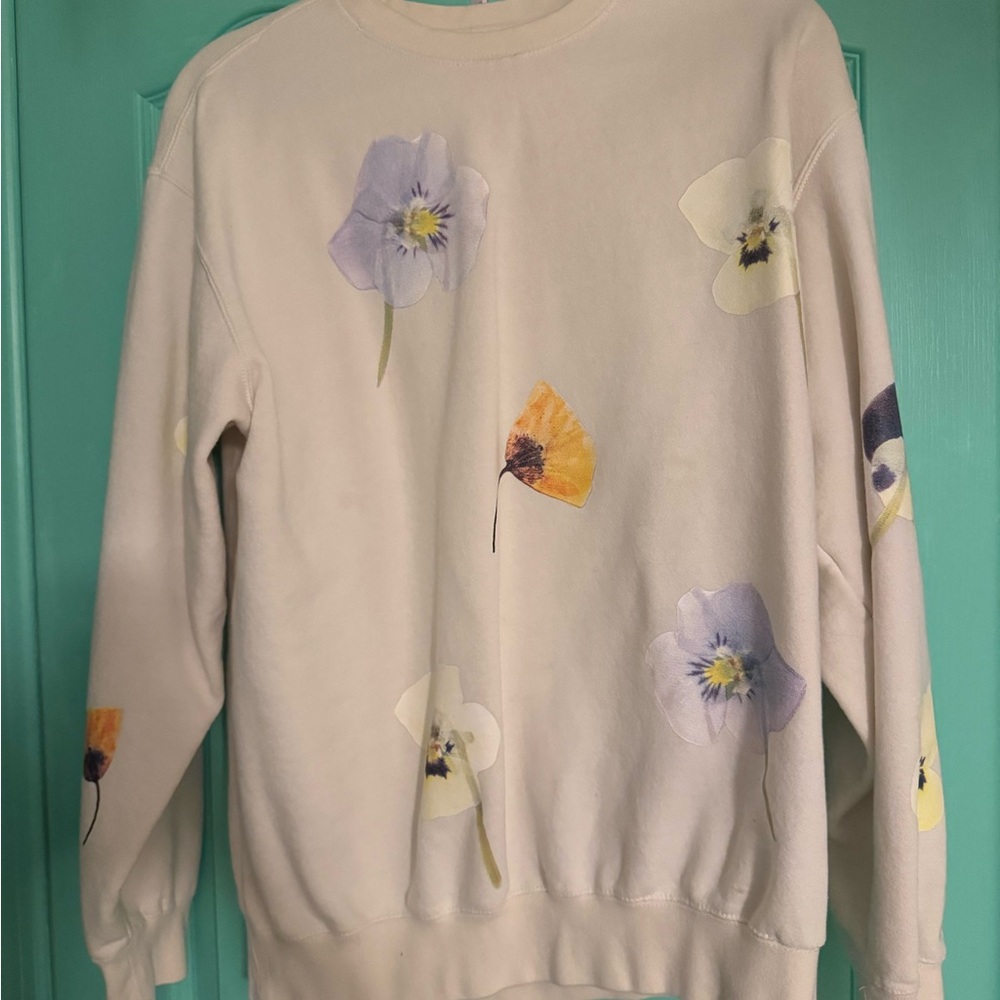 Obey Cream Sweatshirt with Floral Design